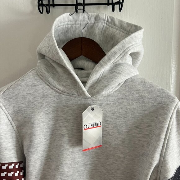 NWT California Outfits Patchwork Sleeve Hoodie Sweatshirt Gray Medium Unisex - Picture 4 of 9